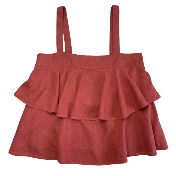 ABOUND Terracotta Ruffle Crop Top - Linen Blend, Boho Chic, Summer Festival - XS - Picture 3 of 12